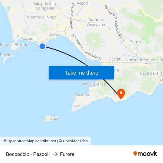 Boccaccio - Pascoli to Furore map