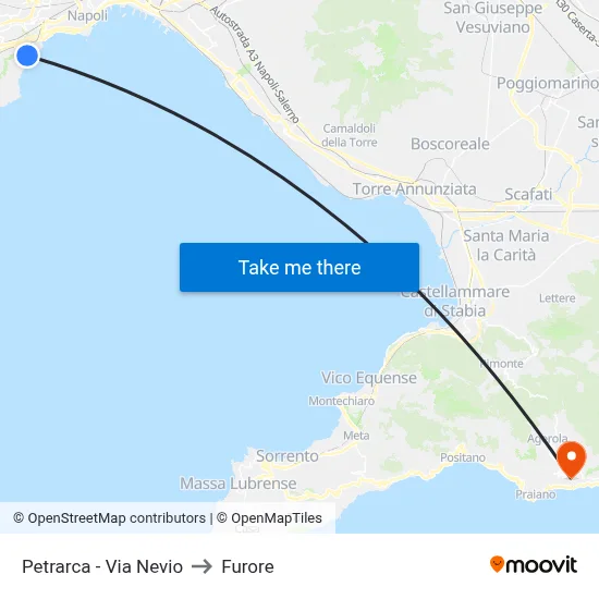 Petrarch - Nevio Street to Furore map
