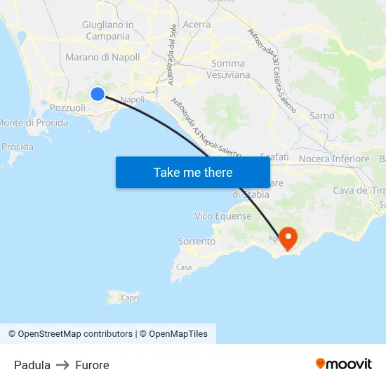 Padula to Furore map