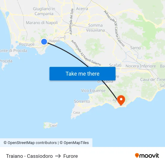 Traiano - Cassiodoro to Furore map
