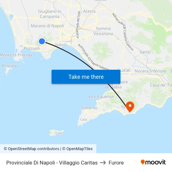 Provinciale Di Napoli - Villaggio Caritas to Furore map