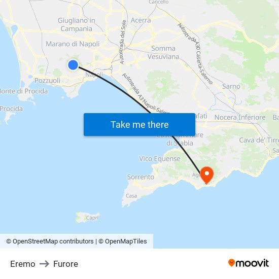 Eremo to Furore map