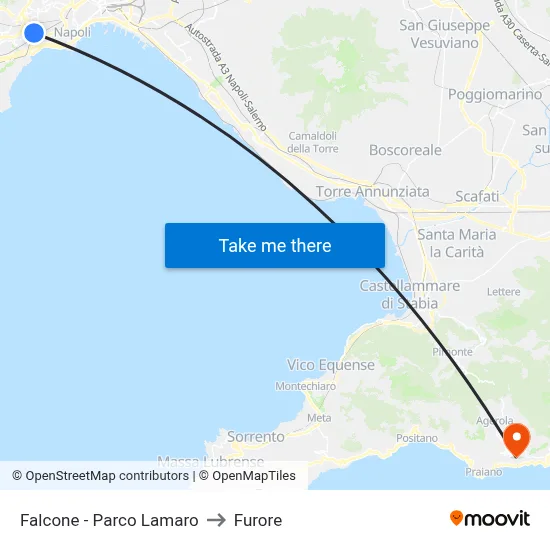 Falcone - Lamaro Park to Furore map