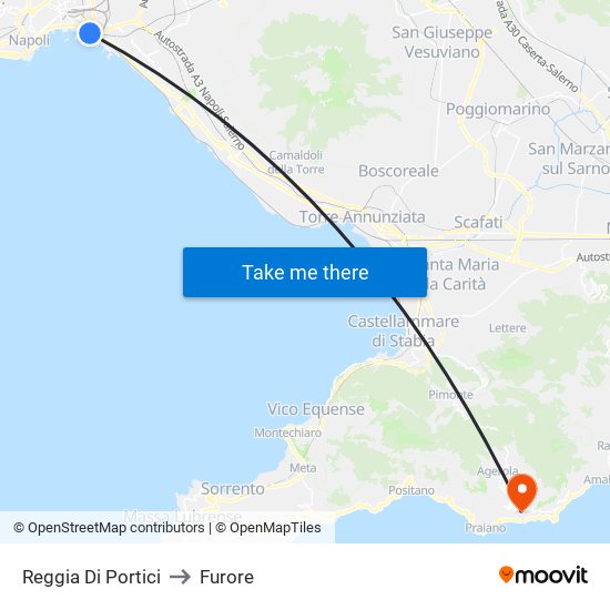 Reggia Di Portici to Furore map