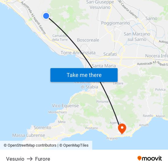 Vesuvio to Furore map