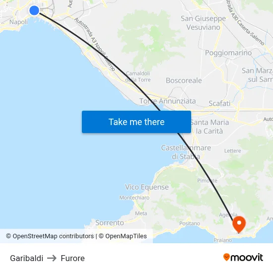 Garibaldi to Furore map