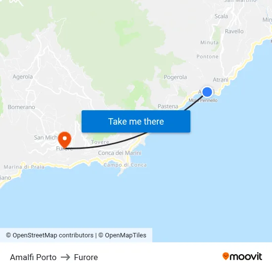 Amalfi Port to Furore map