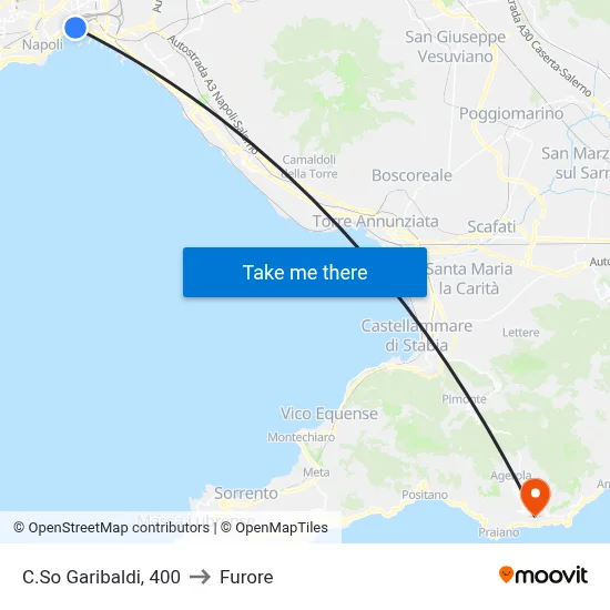 Garibaldi Course, 400 to Furore map
