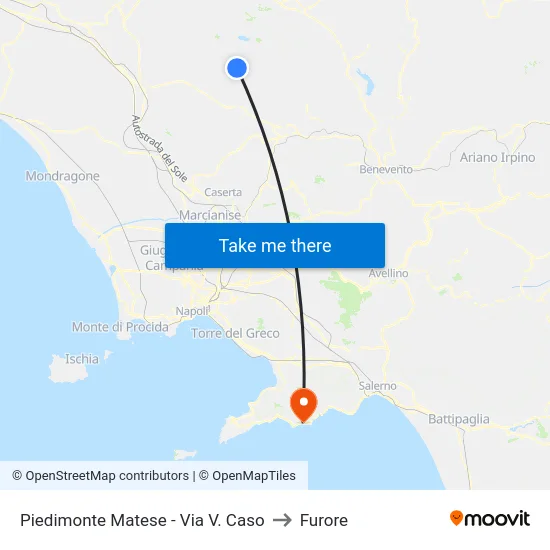 Piedimonte Matese - Via V. Caso to Furore map