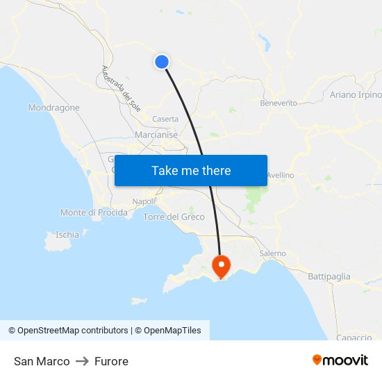 San Marco to Furore map