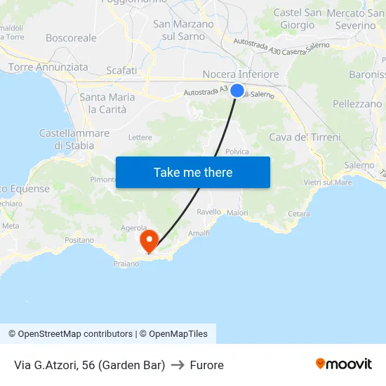 Via G.Atzori, 56 (Garden Bar) to Furore map