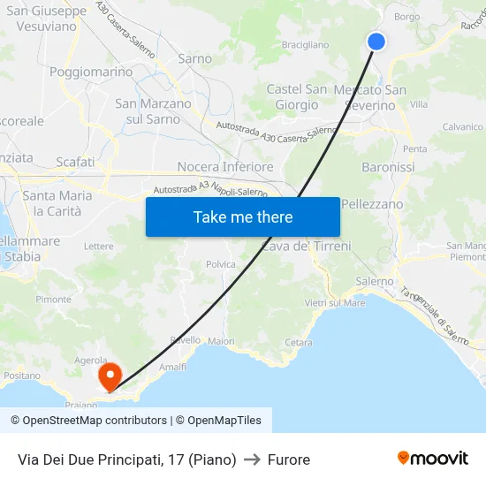Via dei Due Principati, 17 (Piano) to Furore map
