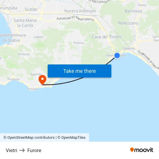Vietri to Furore map