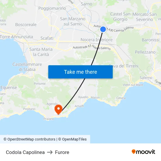 Codola Terminal to Furore map