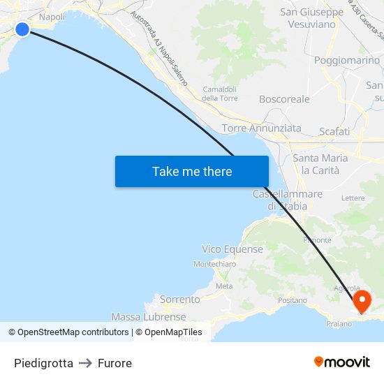 Piedigrotta to Furore map