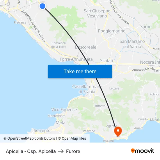 Apicella - Apicella Hospital to Furore map