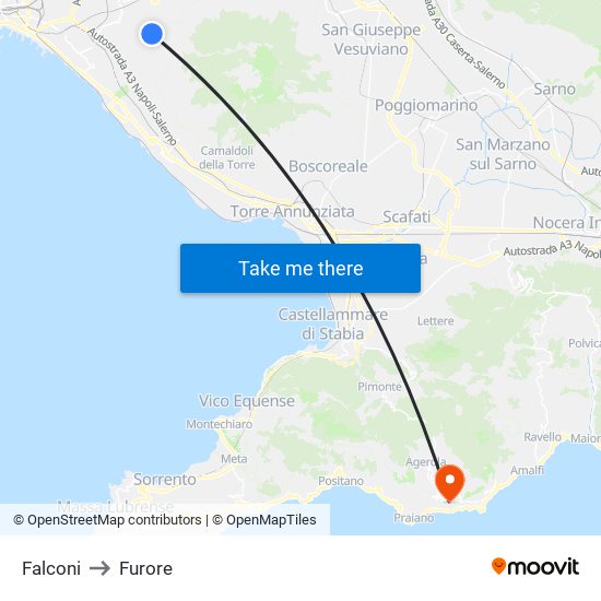 Falconi to Furore map