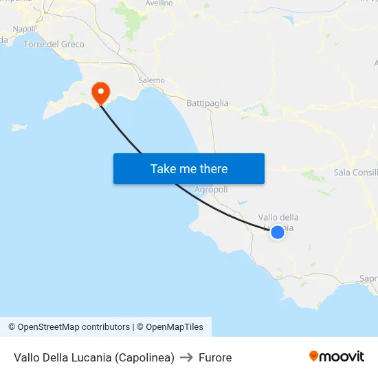 Vallo Della Lucania (Terminal) to Furore map