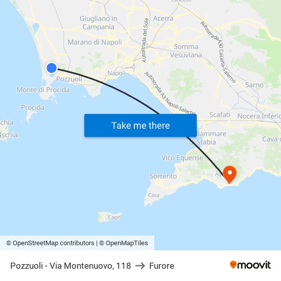 Pozzuoli - Via Montenuovo, 118 to Furore map