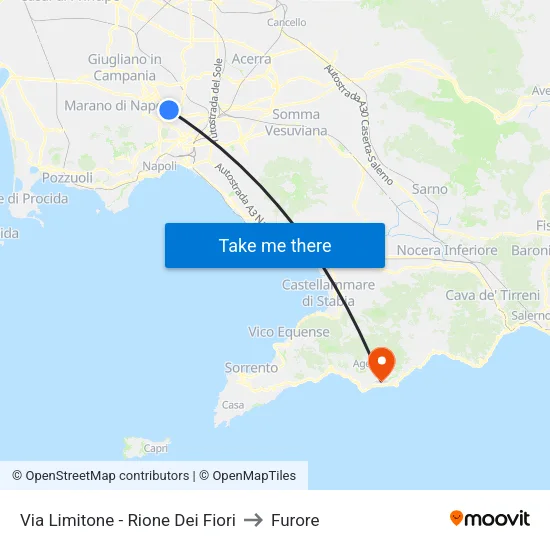 Via Limitone - Rione Dei Fiori to Furore map