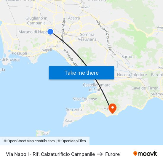 Via Napoli - Rif. Calzaturificio Campanile to Furore map