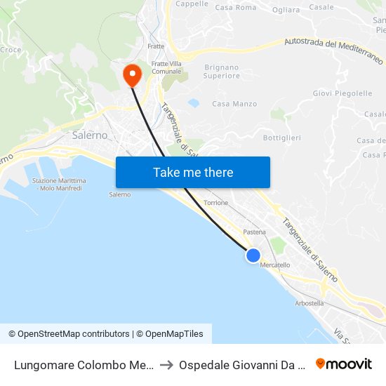 Lungomare Colombo Mercatello to Ospedale Giovanni Da Procida map