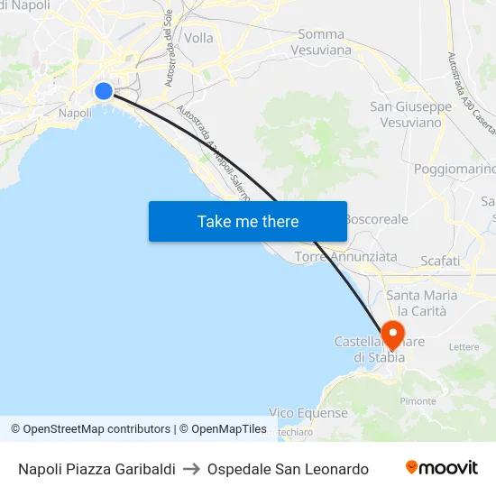 Napoli Piazza Garibaldi to Ospedale San Leonardo map