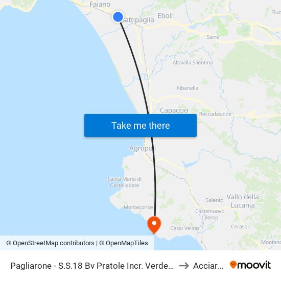 Pagliarone - S.S.18 Bv Pratole Incr. Verdesca to Acciaroli map