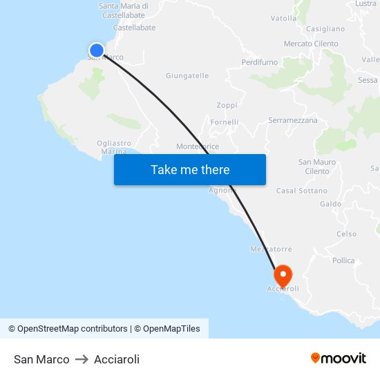 San Marco to Acciaroli map
