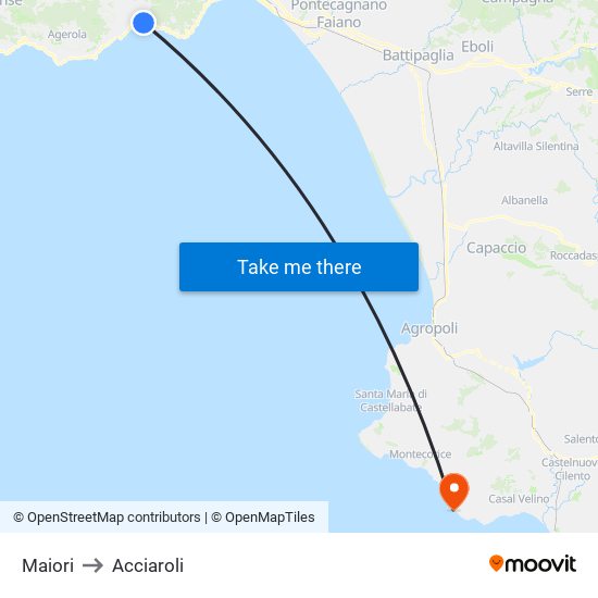 Maiori to Acciaroli map