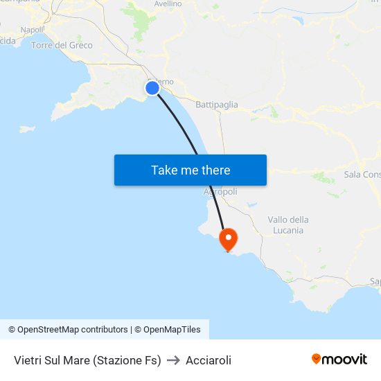 Vietri Sul Mare (Stazione Fs) to Acciaroli map