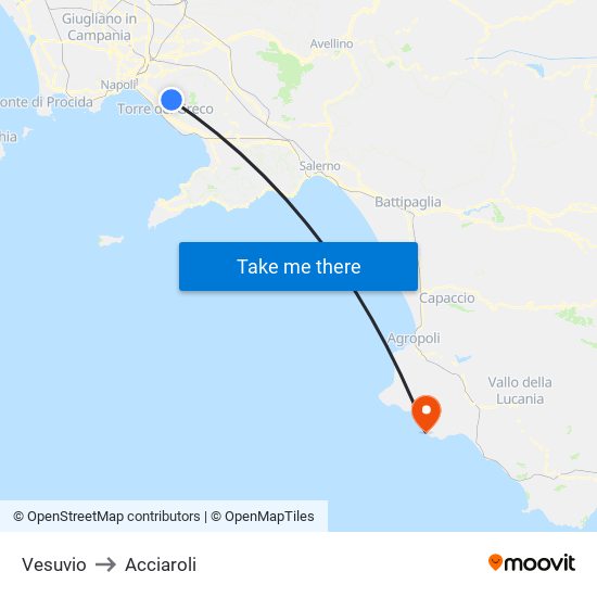 Vesuvio to Acciaroli map