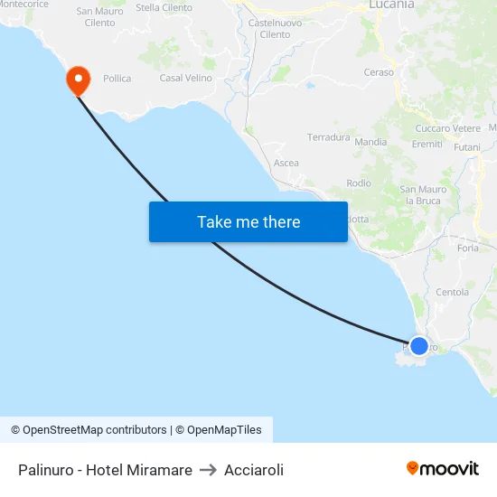 Palinuro - Miramare Hotel to Acciaroli map