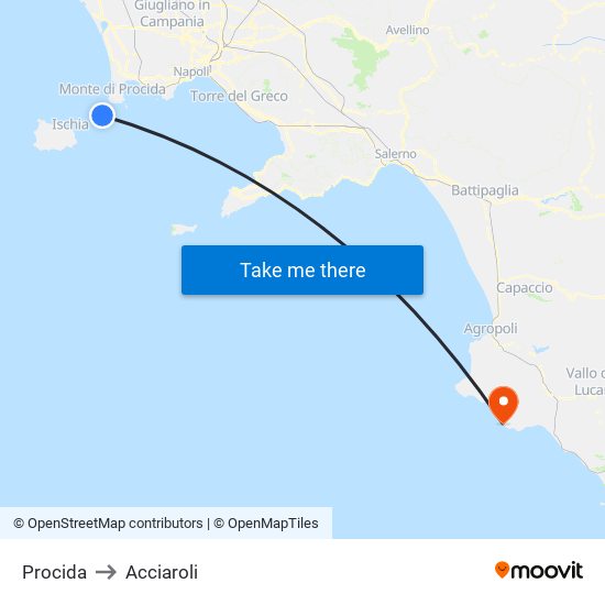 Procida to Acciaroli map