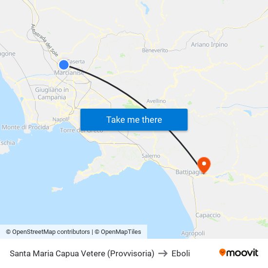 Santa Maria Capua Vetere (Provvisoria) to Eboli map