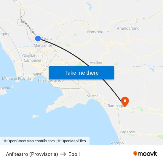 Anfiteatro (Provvisoria) to Eboli map