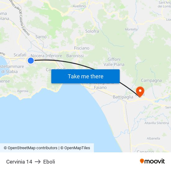 Cervinia 14 to Eboli map