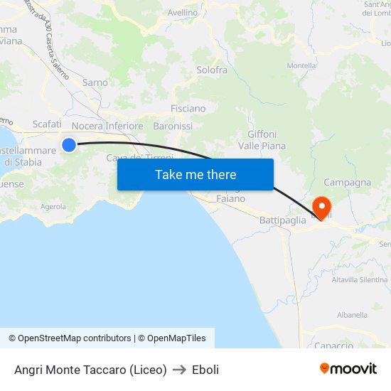 Angri Monte Taccaro (Liceo) to Eboli map