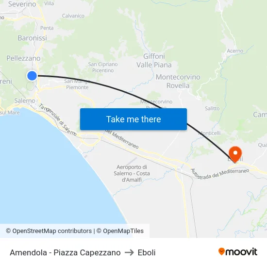 Amendola - Piazza Capezzano to Eboli map
