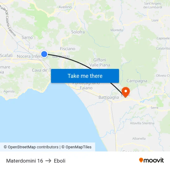 Materdomini 16 to Eboli map