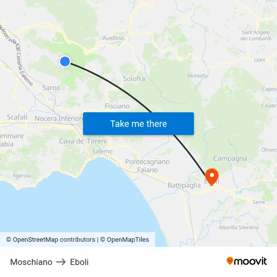 Moschiano to Eboli map