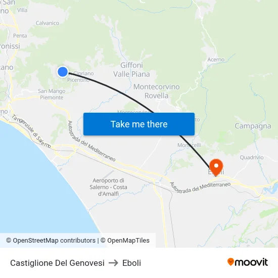 Castiglione Del Genovesi to Eboli map