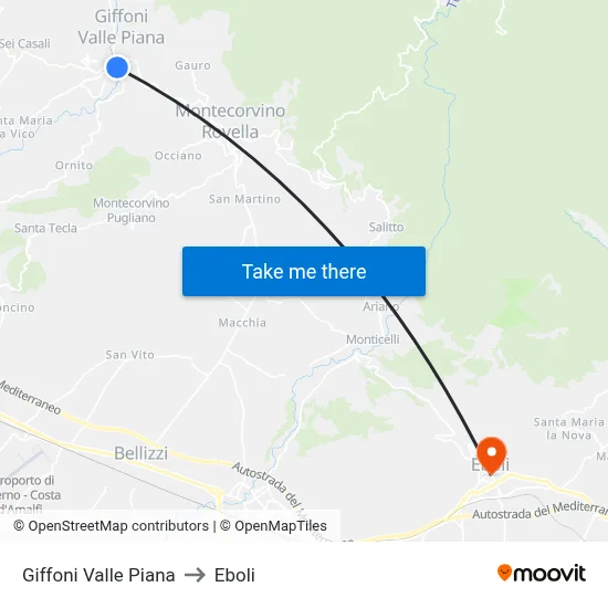 Giffoni Valle Piana to Eboli map