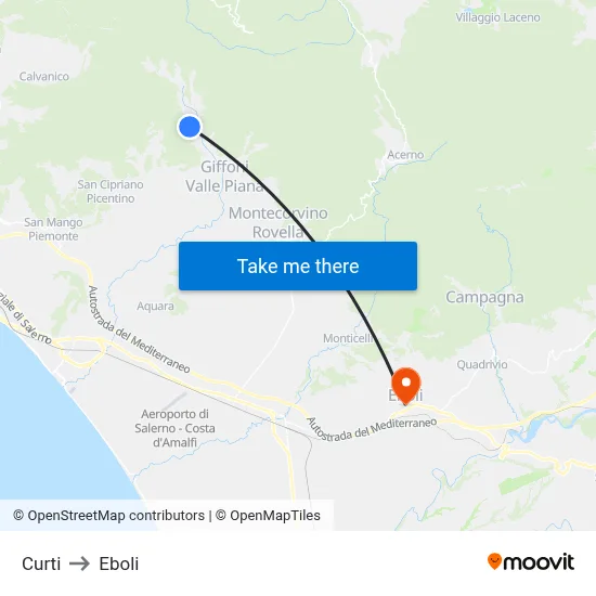 Curti to Eboli map