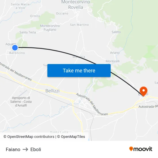 Faiano to Eboli map