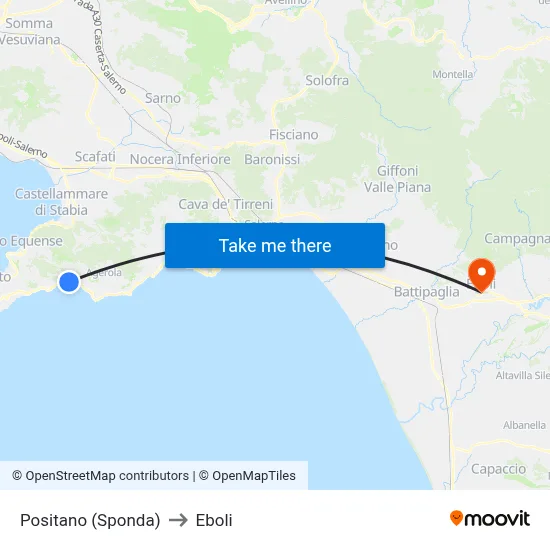 Positano (Bank) to Eboli map