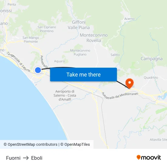 Fuorni to Eboli map