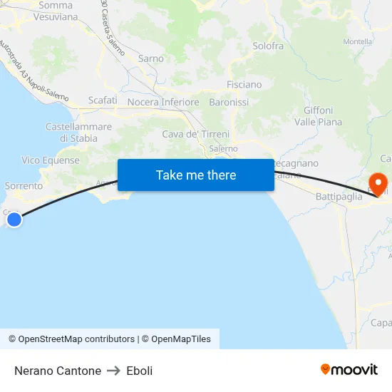 Nerano Cantone to Eboli map
