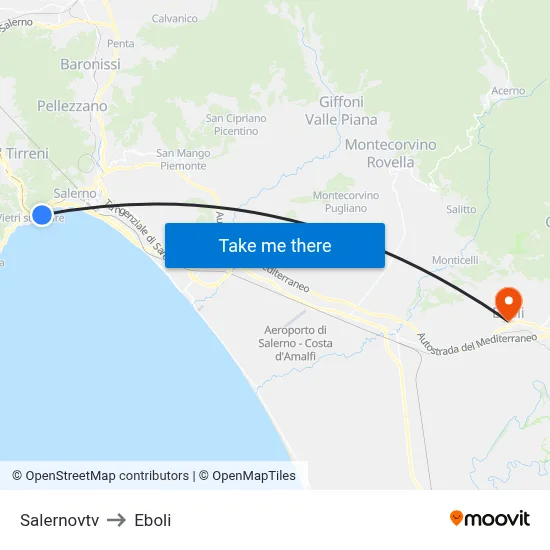 Salernovtv to Eboli map