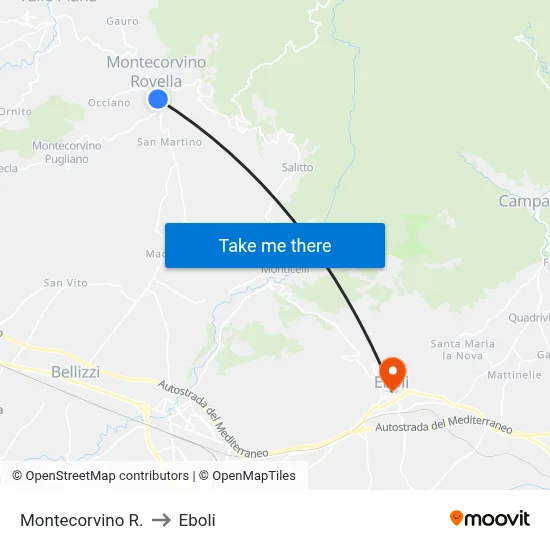 Montecorvino R. to Eboli map